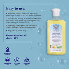 Intea Camomila Kids Shampoo label close-up highlighting paraben- and silicone-free formula