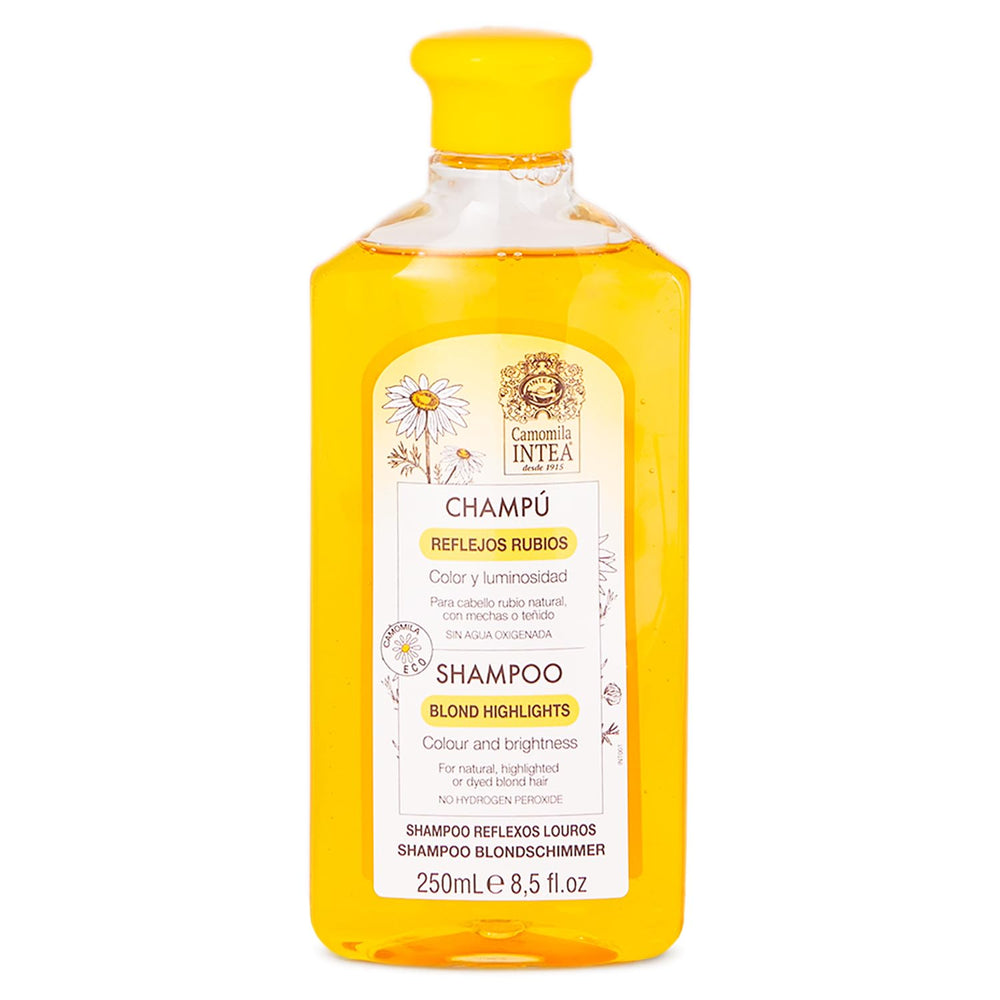 Intea Chamomile Shampoo bottle with a gentle brightening focal point for blonde hair.
