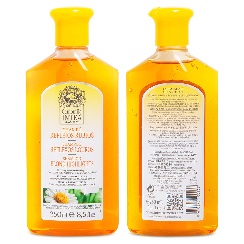 Pharmacist-formulated Intea Chamomile Shampoo bottle emphasizes trusted daily care.