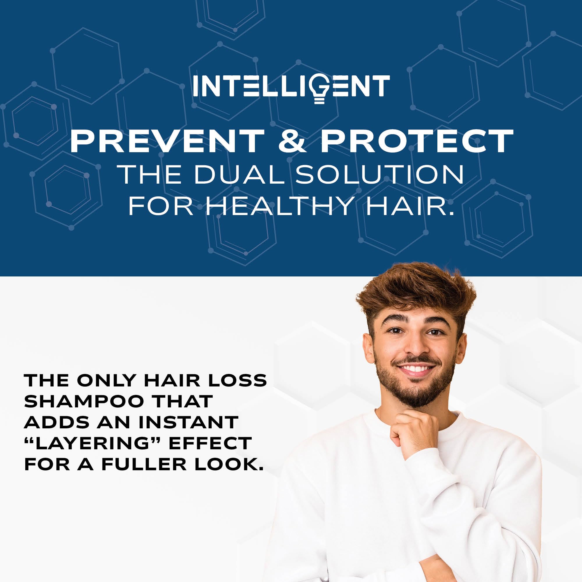 Intelligent Shop packaging detail emphasizes DHT-inhibiting ingredients and clean-label appeal