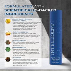 Intelligent Shop scalp massage image suggests a soothing routine with volumizing benefits