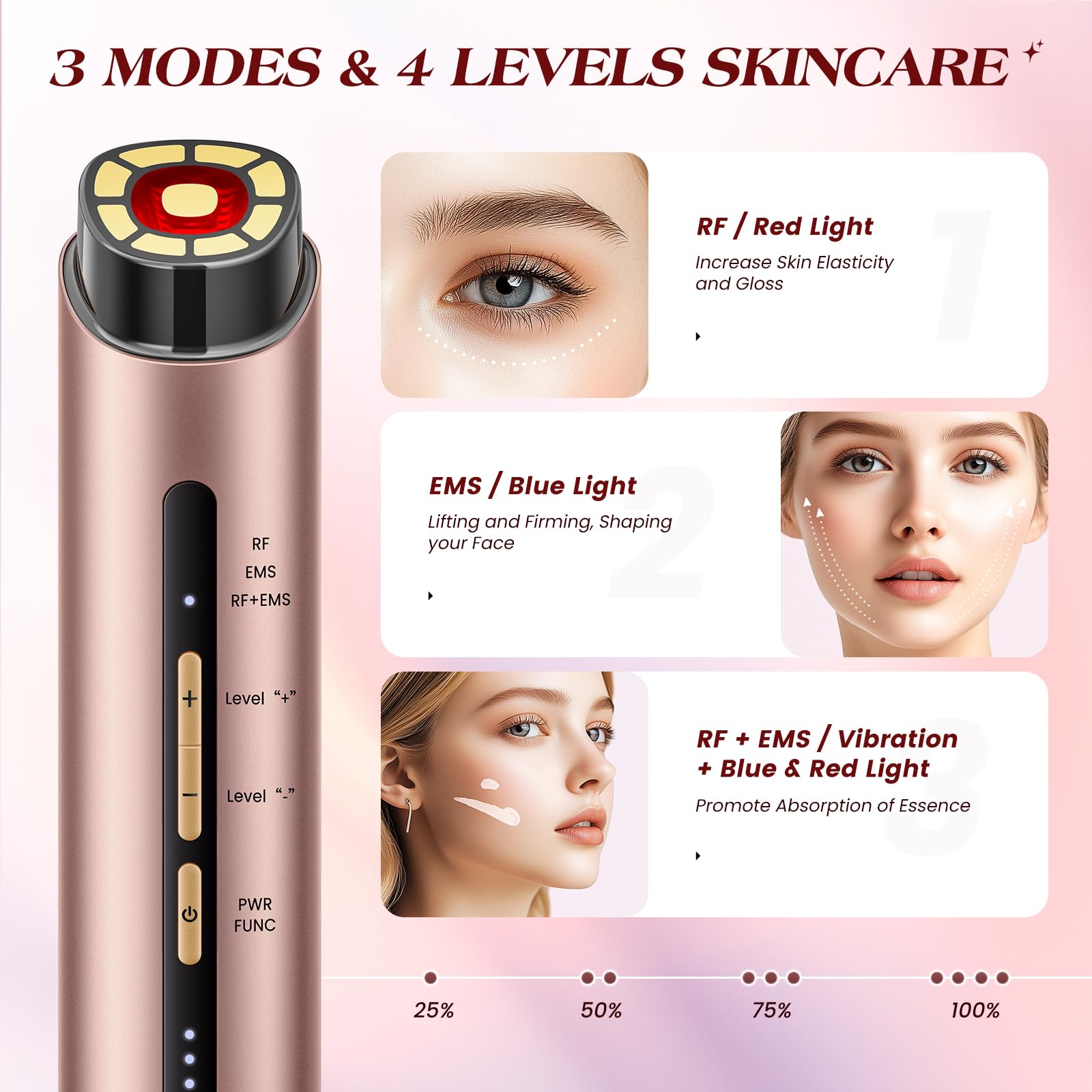 INTEO Microcurren red light mode for at-home rejuvenation