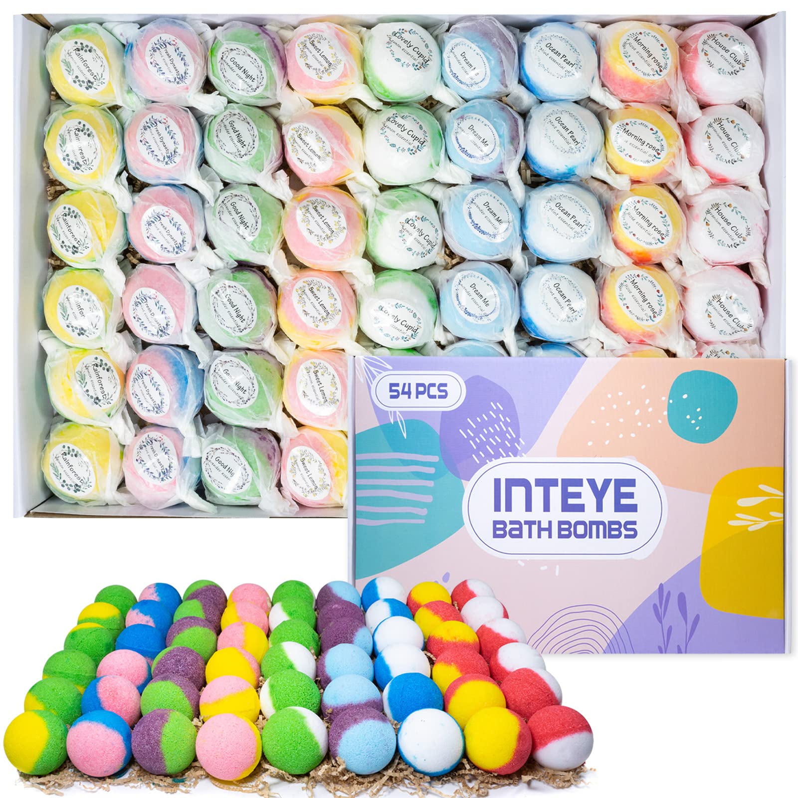 INTEYE Luxury Bath Bombs Gift Set box front highlights premium packaging