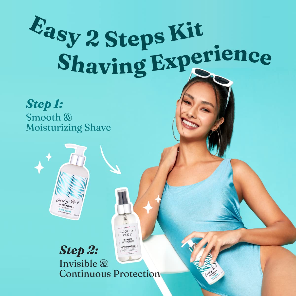 IntiMD Coochy Plus organic after shave mist bottle demonstrates protective mist for gentle post-shave care
