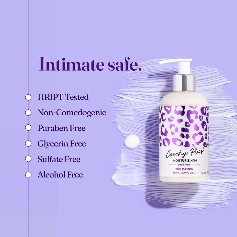 IntiMD Coochy Plus razor bumps shield emphasizes protection during close shaves.