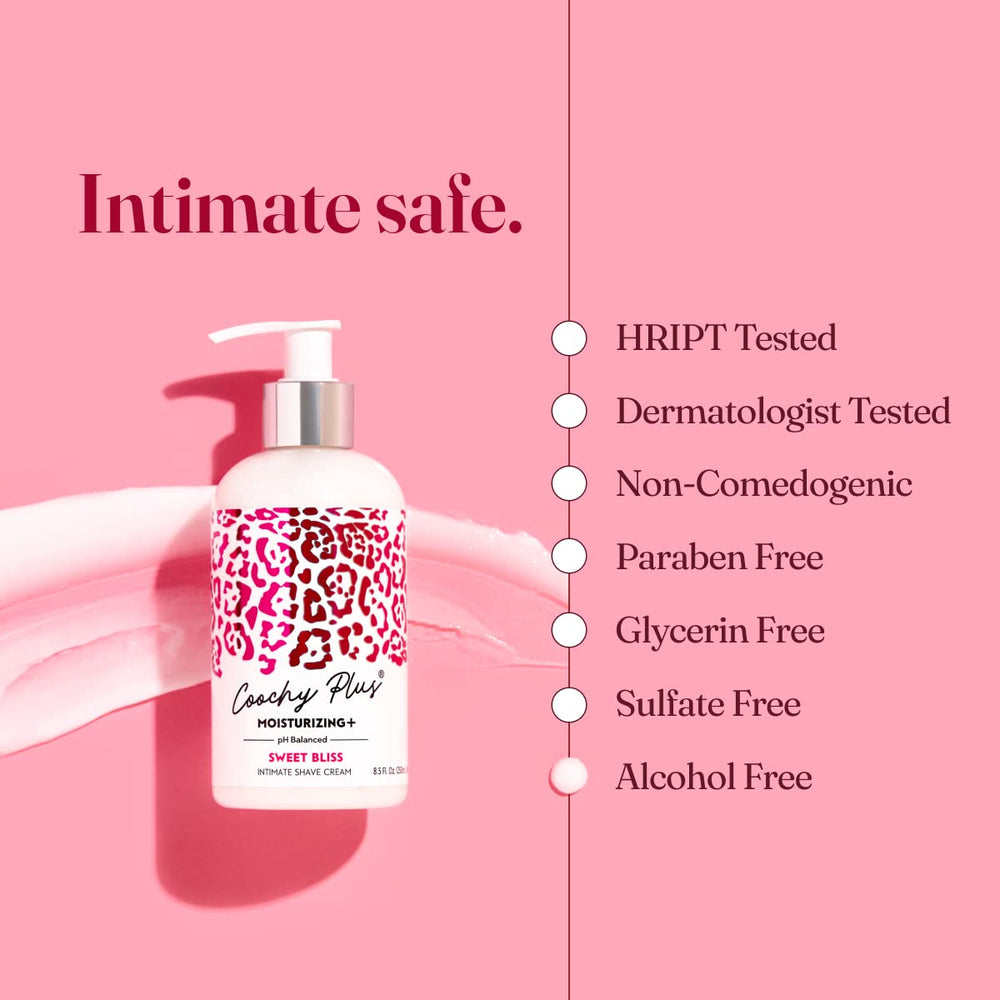 IntiMD Coochy Plus application foam-dispense shows easy, controlled shaving prep.