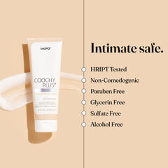IntiMD Coochy Plus applying on skin demonstrates easy glide and skin protection.