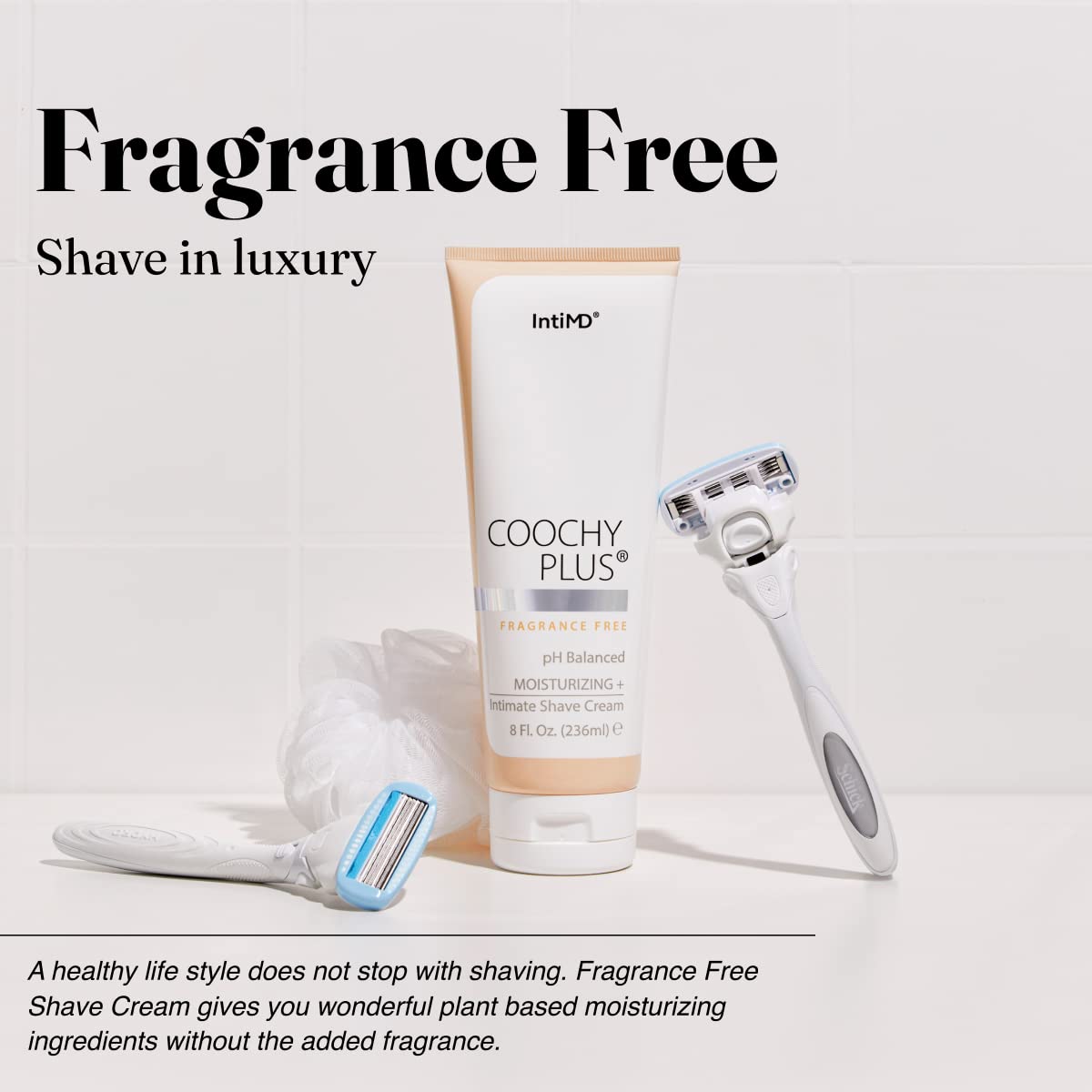 IntiMD Coochy Plus bikini line use shows versatile shaving comfort.
