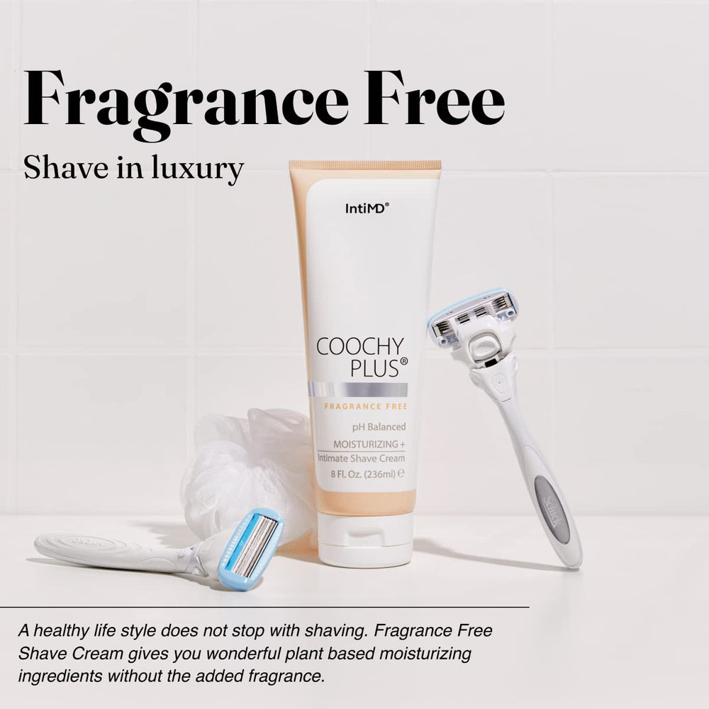 IntiMD Coochy Plus bikini line use shows versatile shaving comfort.