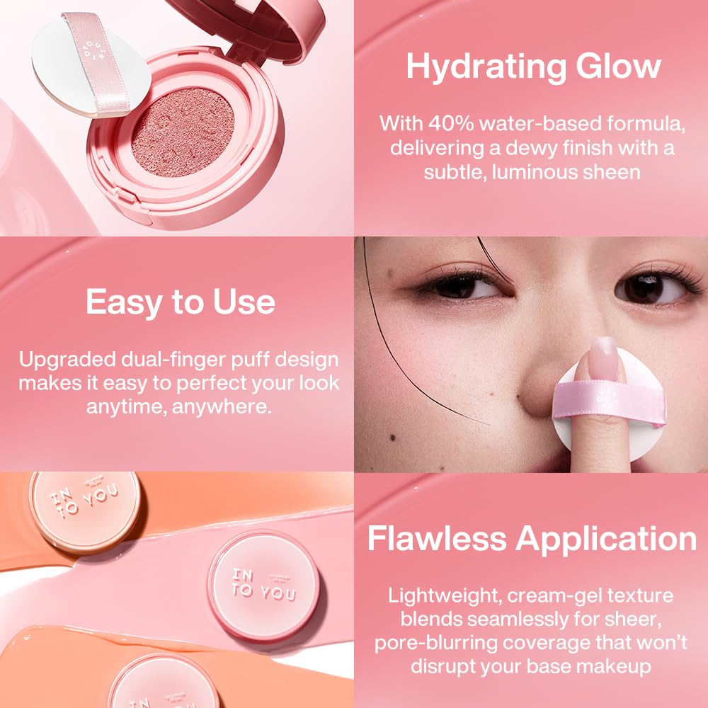 INTO YOU Sunlit Peach dewy glow shown for radiant finish with light feel.
