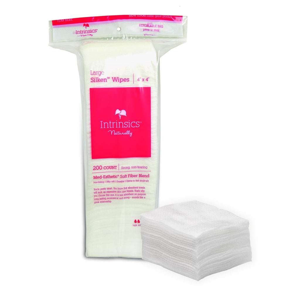 Intrinsics Large Silken Wipes packaging signals professional spa-grade quality