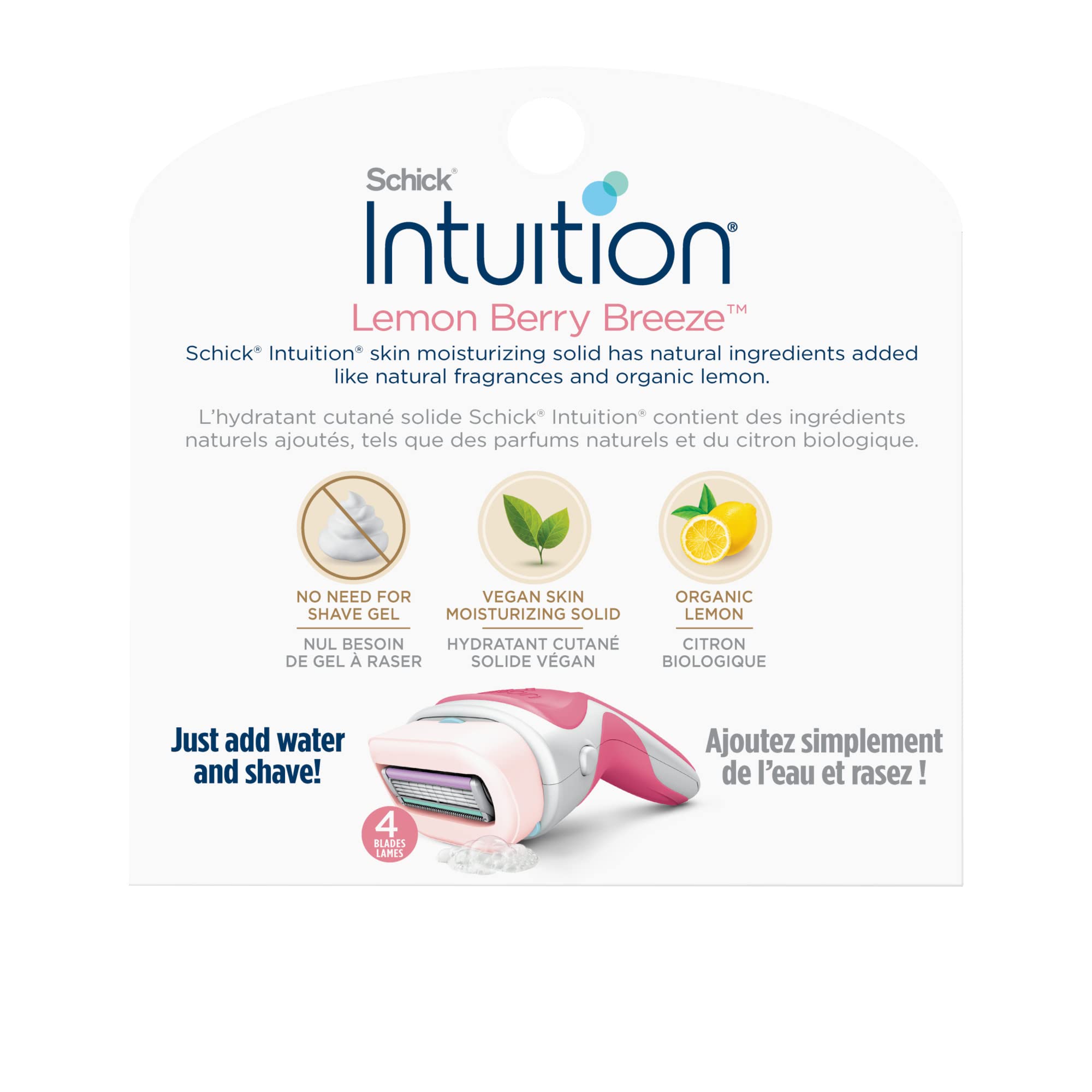 INTUITION Lemon Berry Breeze first-time-shaver-friendly design supports a gentle start.