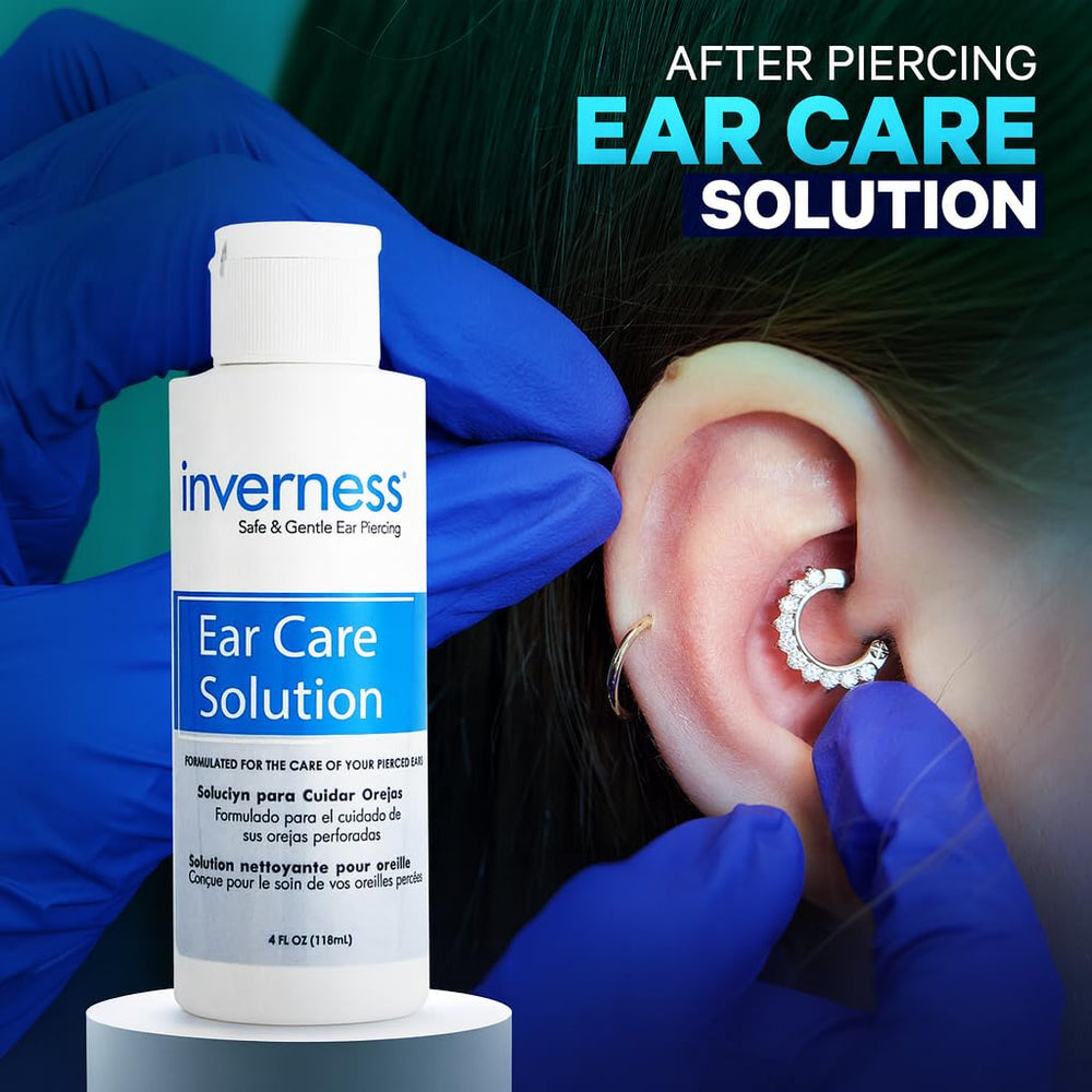 Inverness After Piercing Ear Care swabs being used for gentle cleansing
