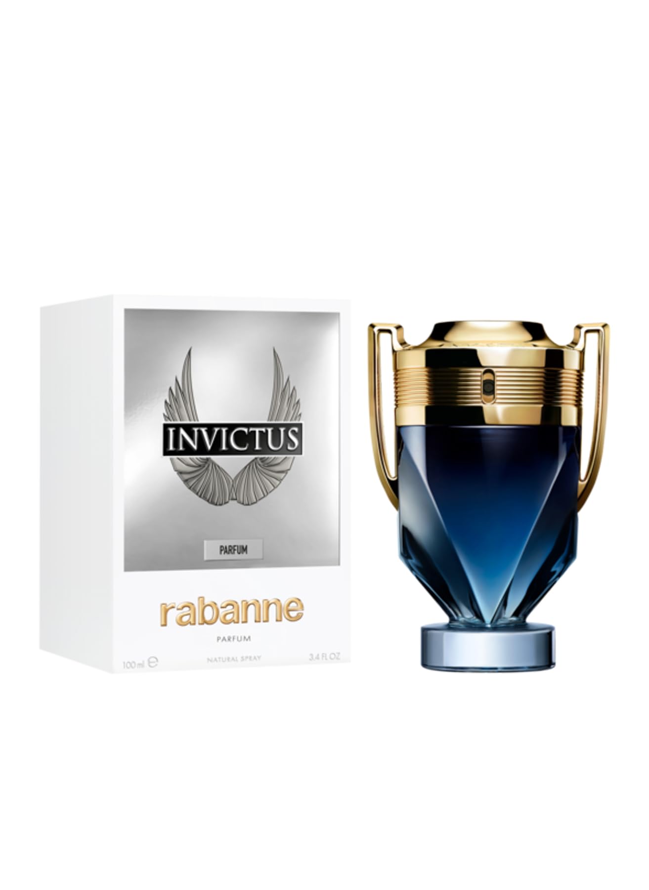 Invictus Paco Rabanne cap detail—sleek hardware hints at sport-inspired confidence and lasting fragrance.