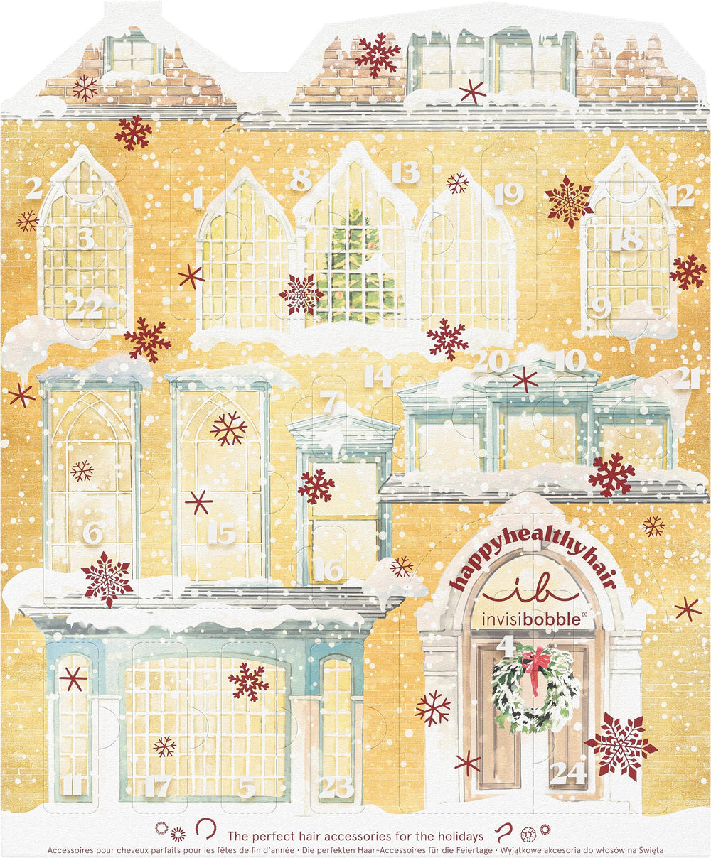 Invisibobble Beauty Advent Calendar 2023—24 surprises reveal festive hair accessories for easy daily styling.