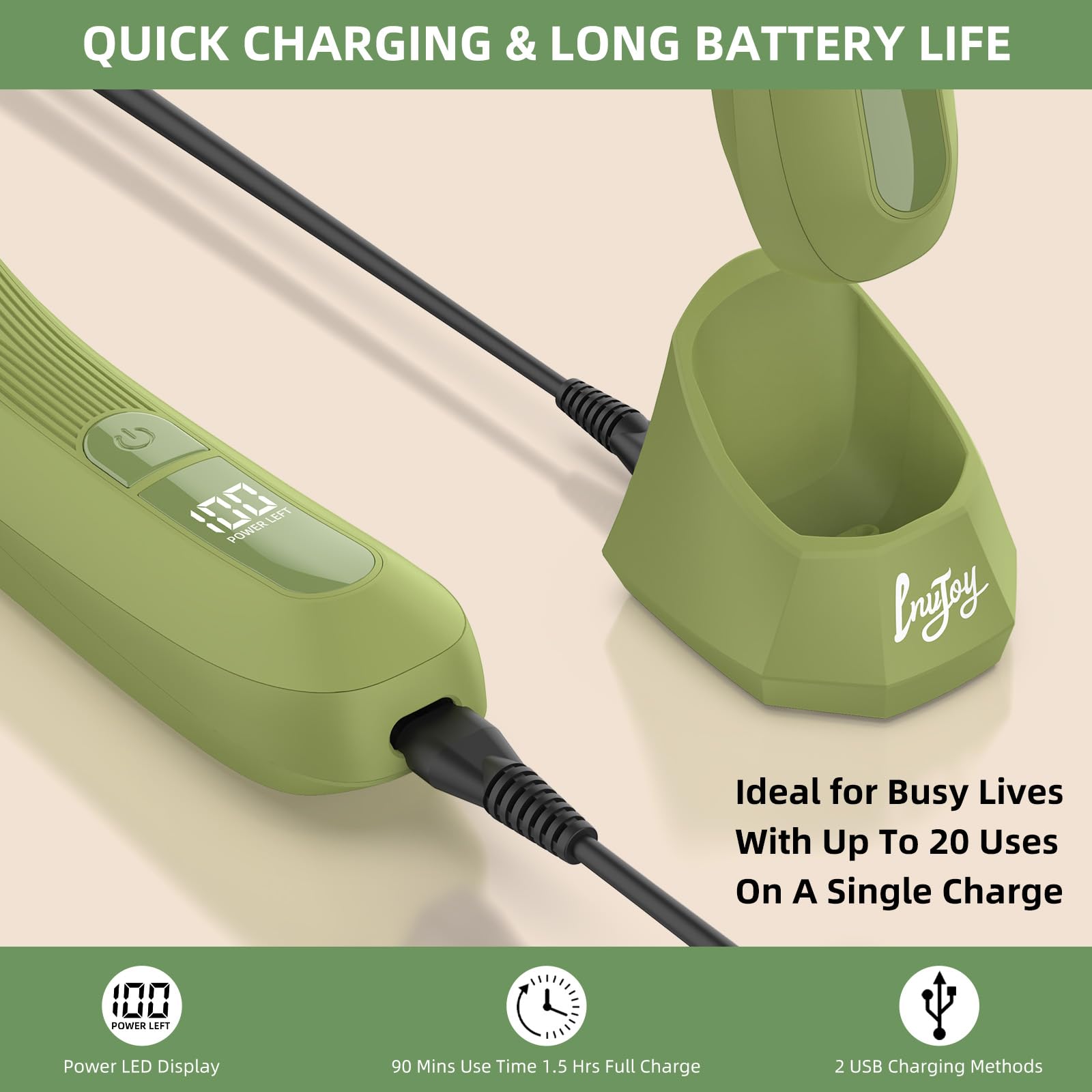 INVJOY travel pouch included for grooming on the go.