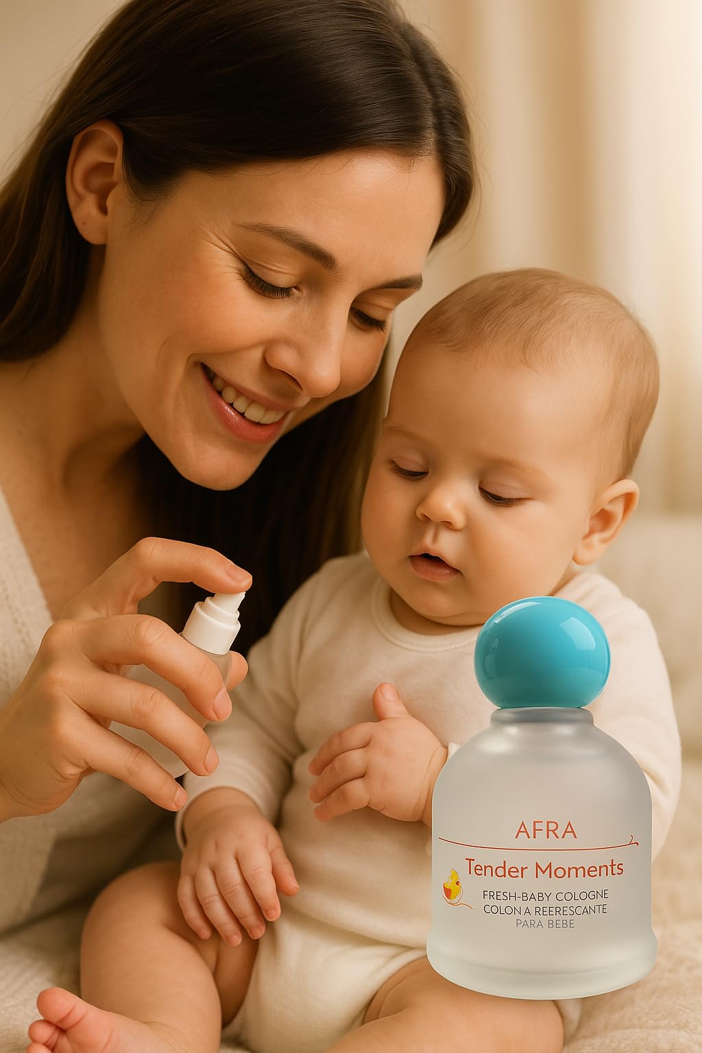 Ioly's Tender Moments application demonstrates a gentle mist suitable for newborns and toddlers.