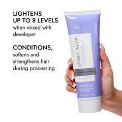 Ion Bright White Creme Lightener on-scalp application scene demonstrates 1:1 or 1:2 mix