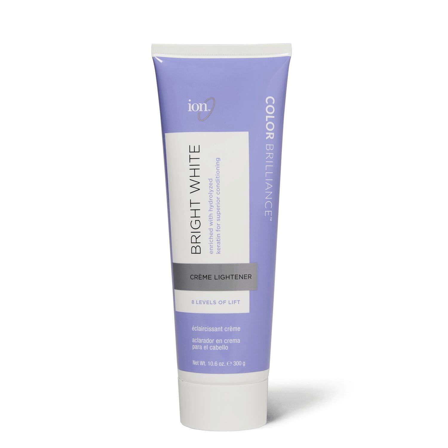 Ion Bright White Creme Lightener packaging side shows premium formula for on-scalp use