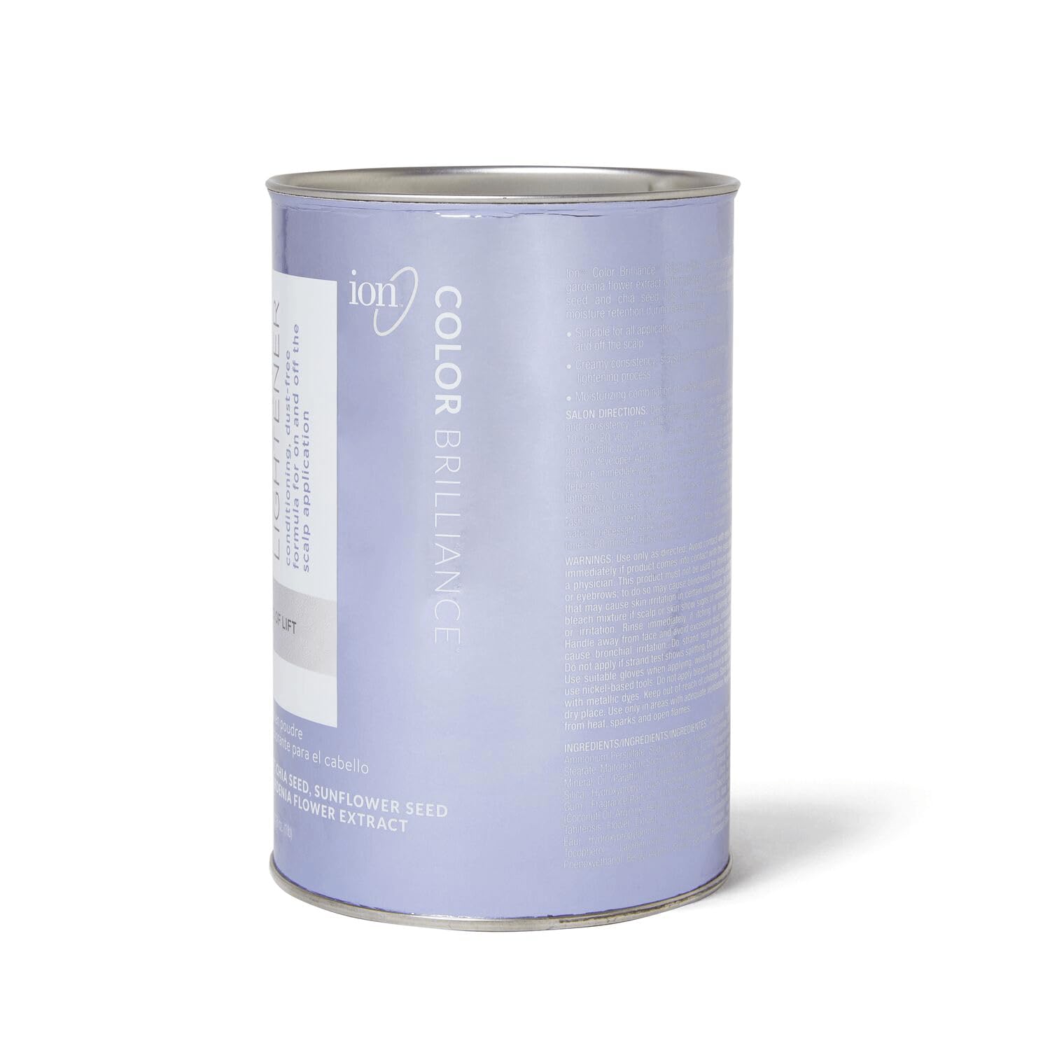 Ion Bright White Powder Lightener conditioning oil blend supports strand moisture during processing.
