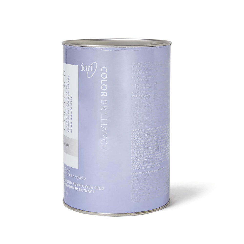Ion Bright White Powder Lightener conditioning oil blend supports strand moisture during processing.