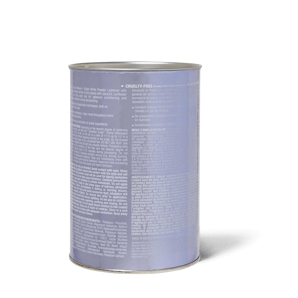 Ion Bright White Powder Lightener dust-free formula helps minimize dust during mixing and application.