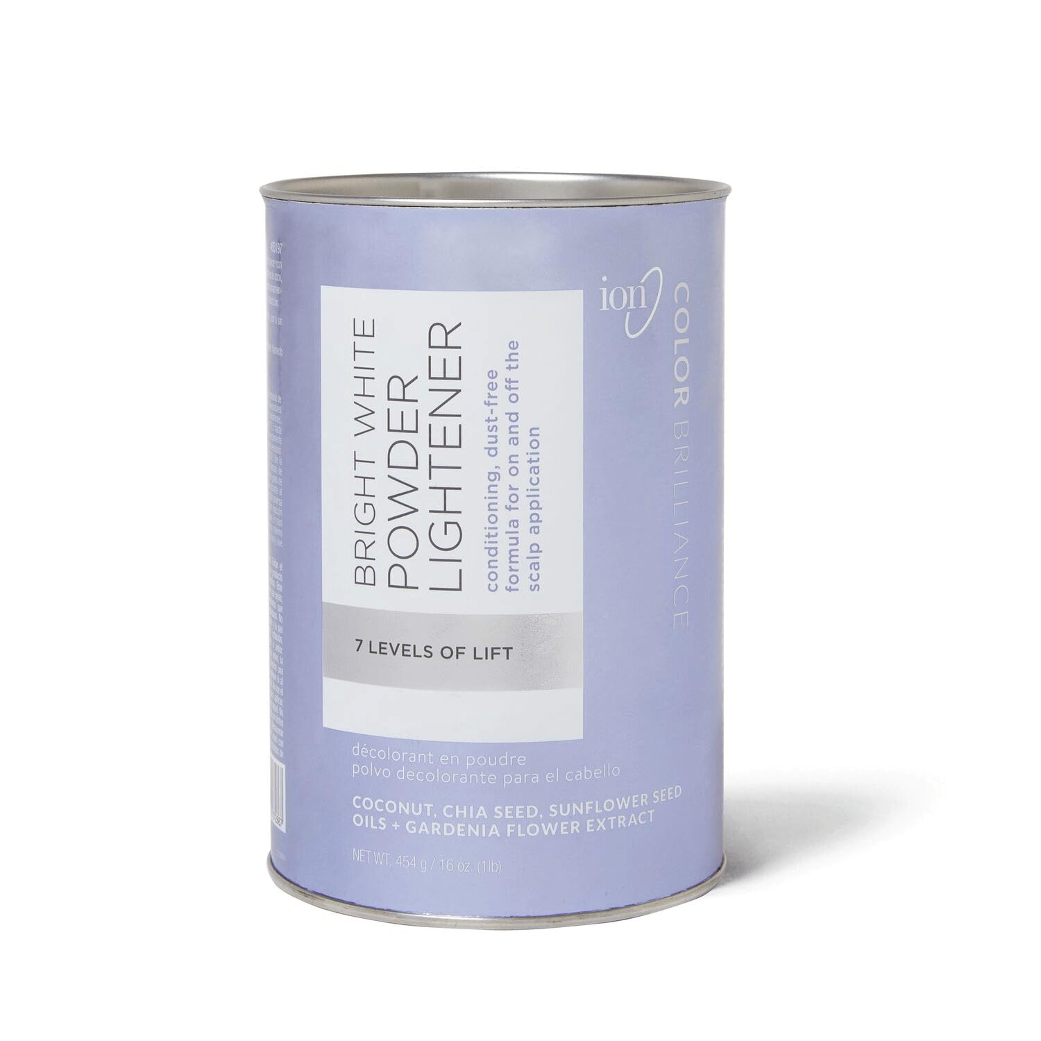 Ion Bright White Powder Lightener packaging shown for clean, mess-free professional use.