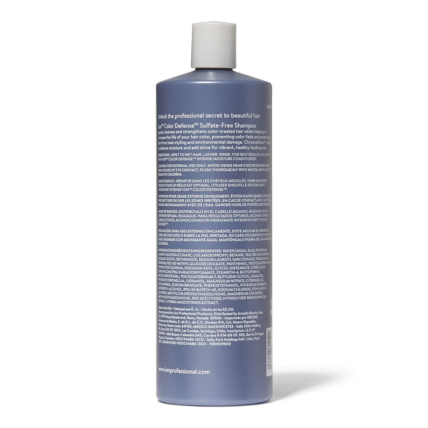 Ion Color Defense Shampoo on hair with shine and color preservation visualization.