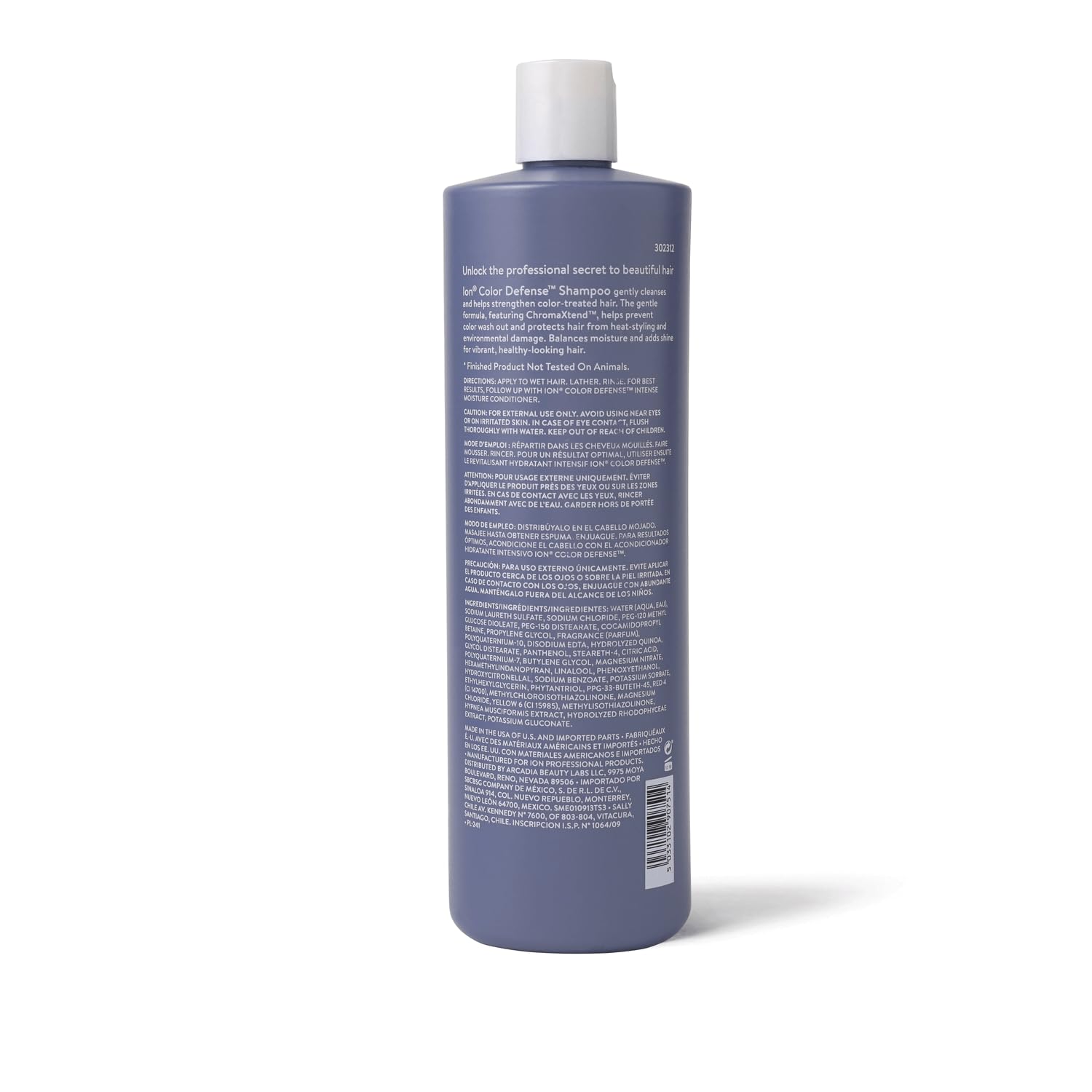 ion Color Defense Shampoo label closeup, vegan formula highlighted