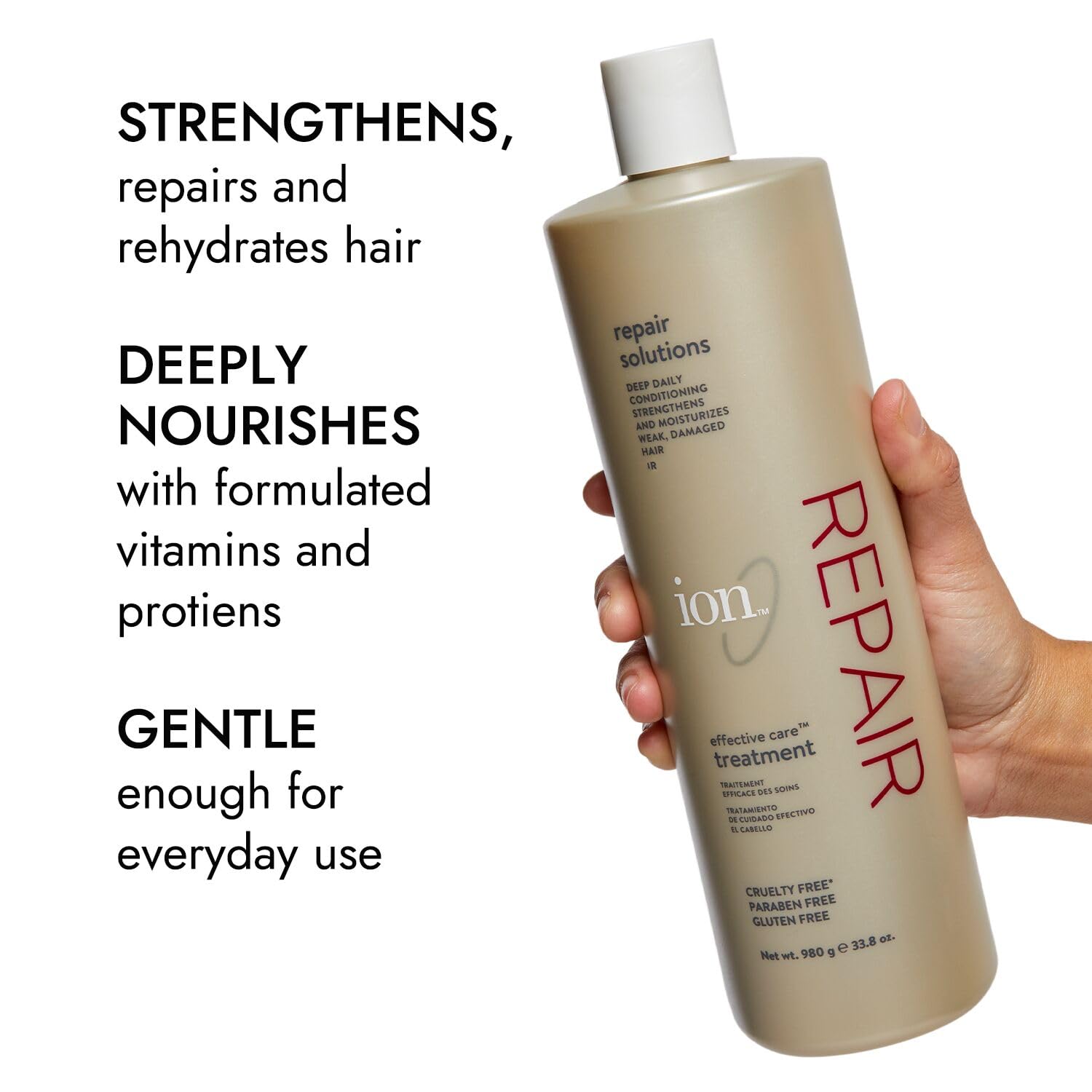 Ion Effective Care Treatment ingredients-vegan highlight vitamins and proteins for nourishing care.