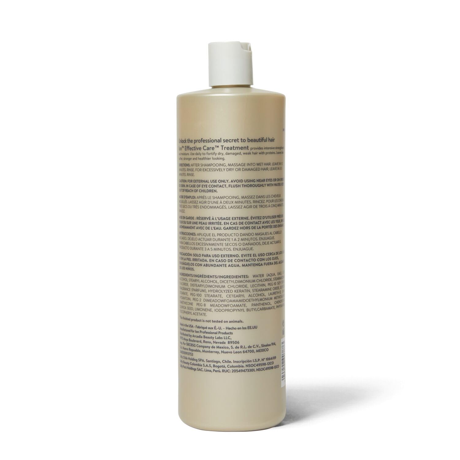 Ion Effective Care Treatment pump-dispense shows easy, consistent application for daily hair care.