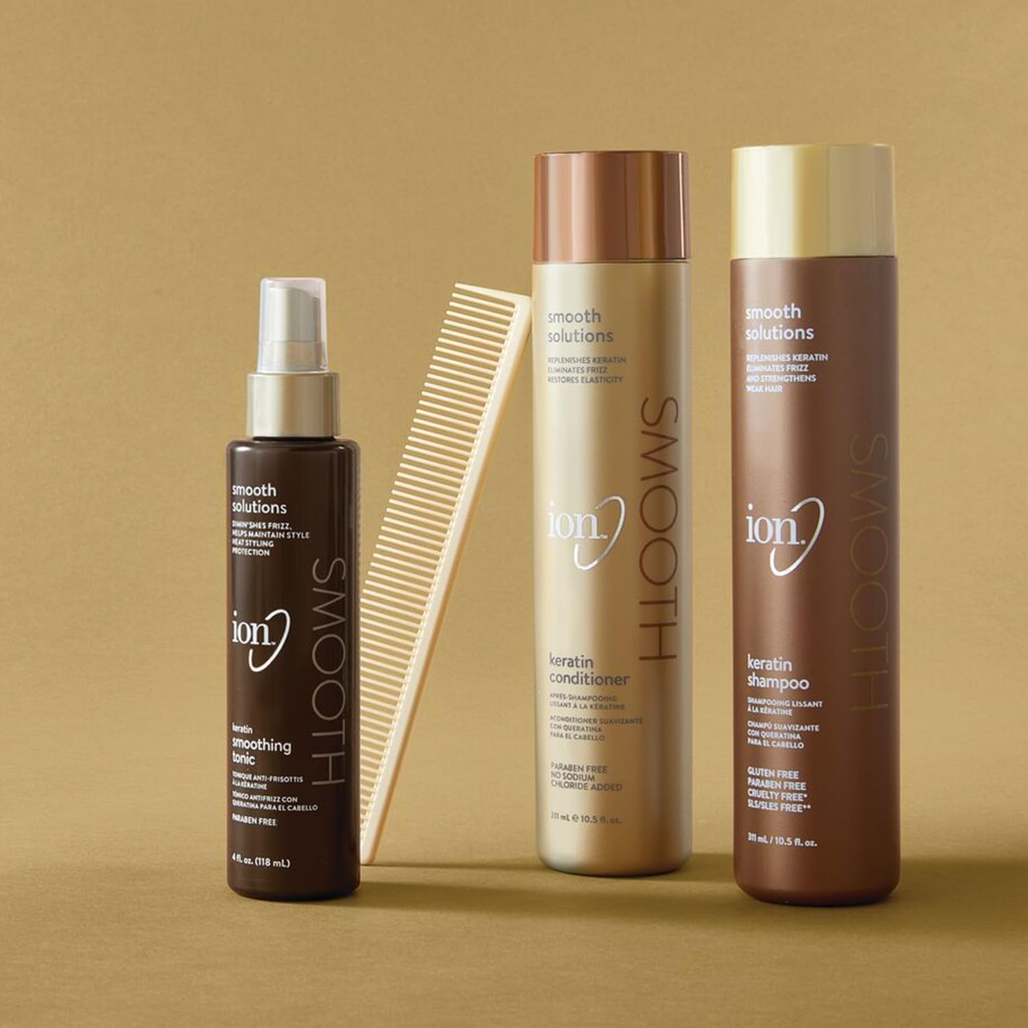 Ion Keratin Smoothing Conditioner after-use shine on hair.