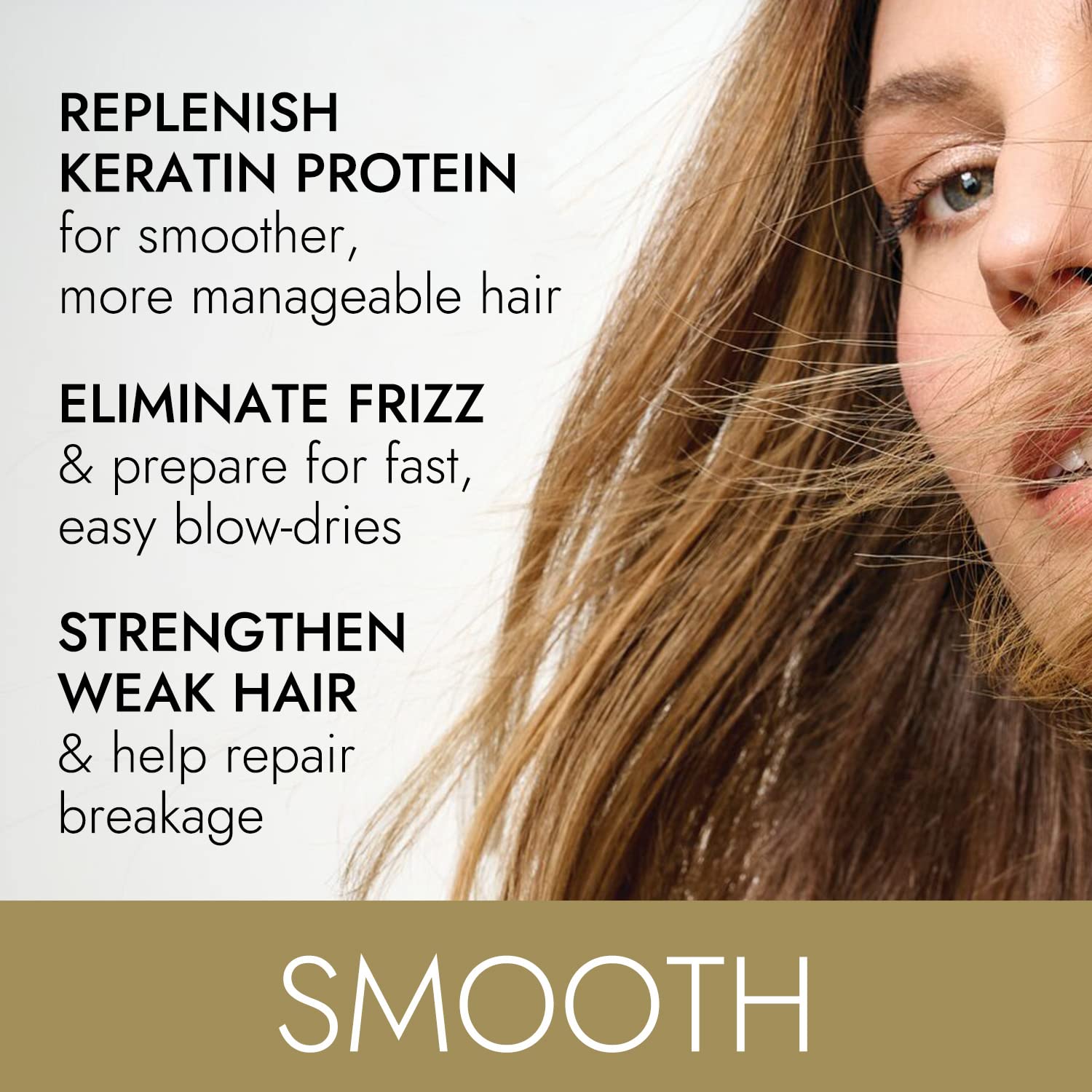 Ion Keratin Smoothing Shampoo packaging showcases 1L bottle with sustainable design.