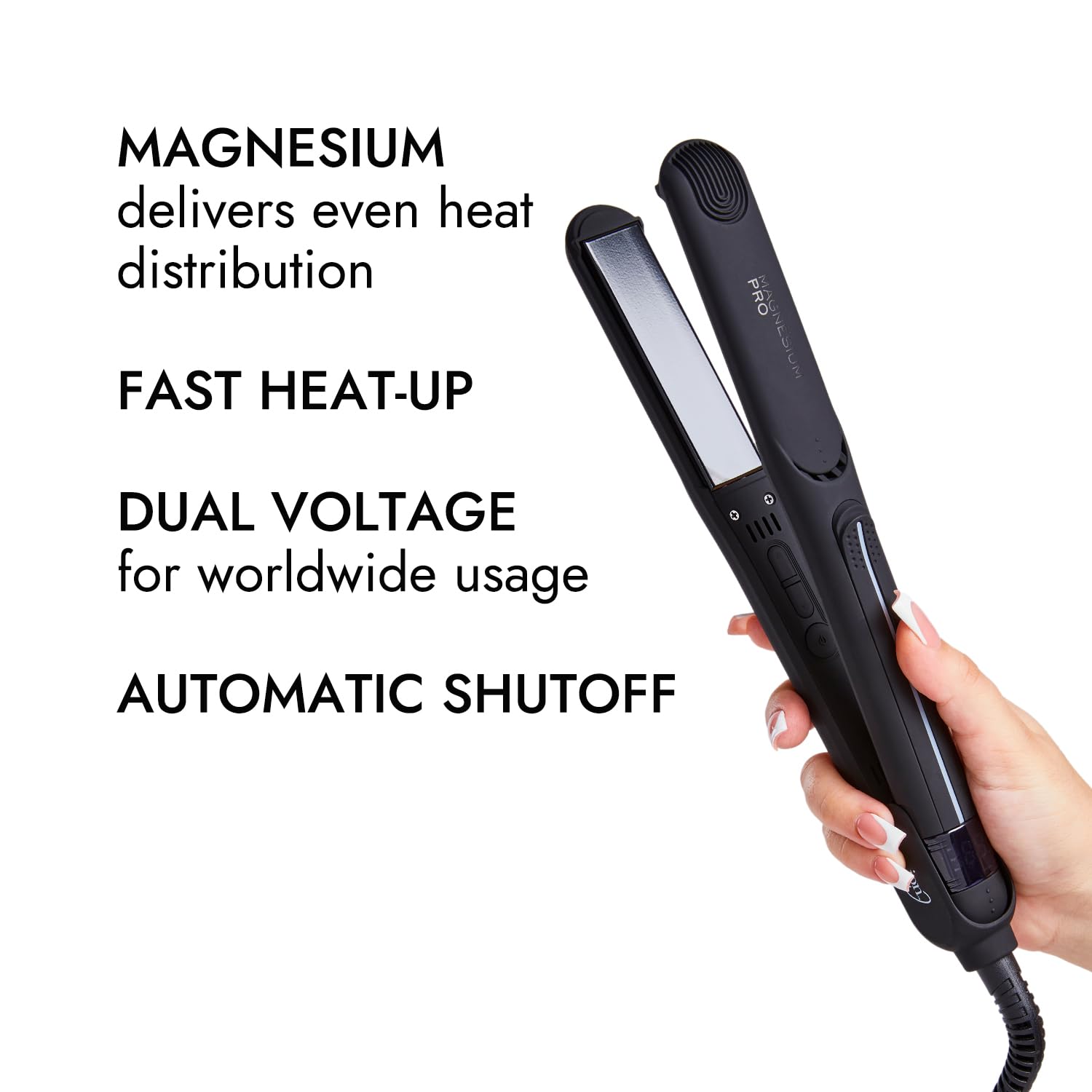 Ion Magnesium Flat Iron 1 Inch patented Korean magnesium technology ensures even heat