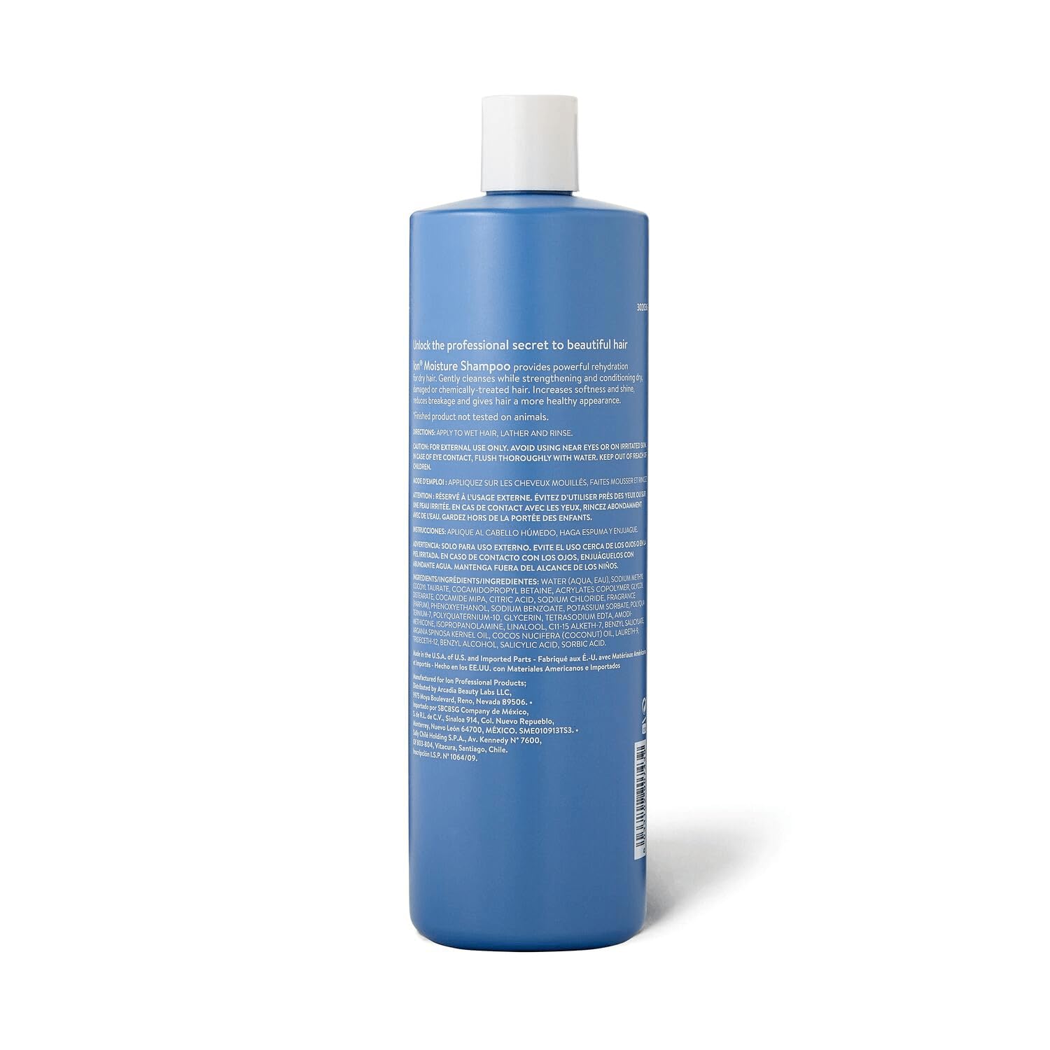 ion Moisture Shampoo lather forms from vegan formula for gentle cleansing and hydration.