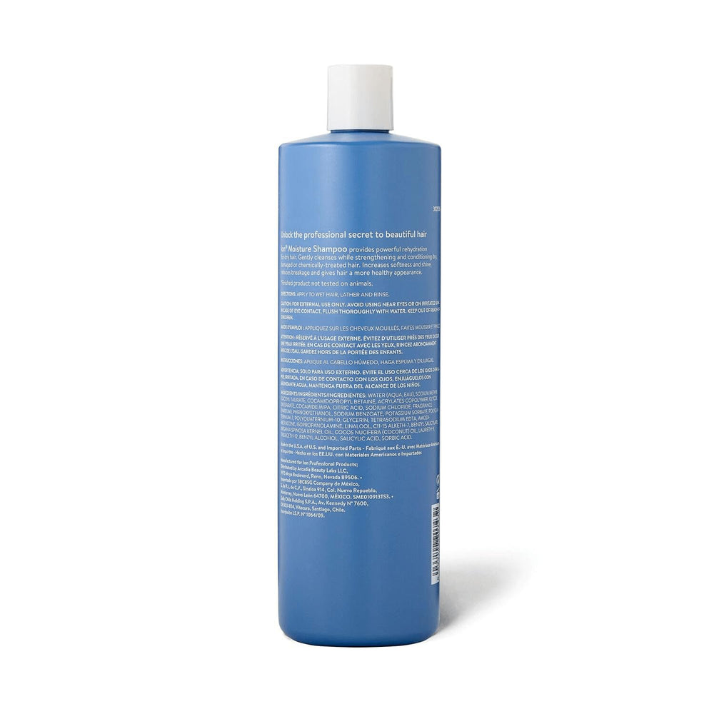 ion Moisture Shampoo lather forms from vegan formula for gentle cleansing and hydration.