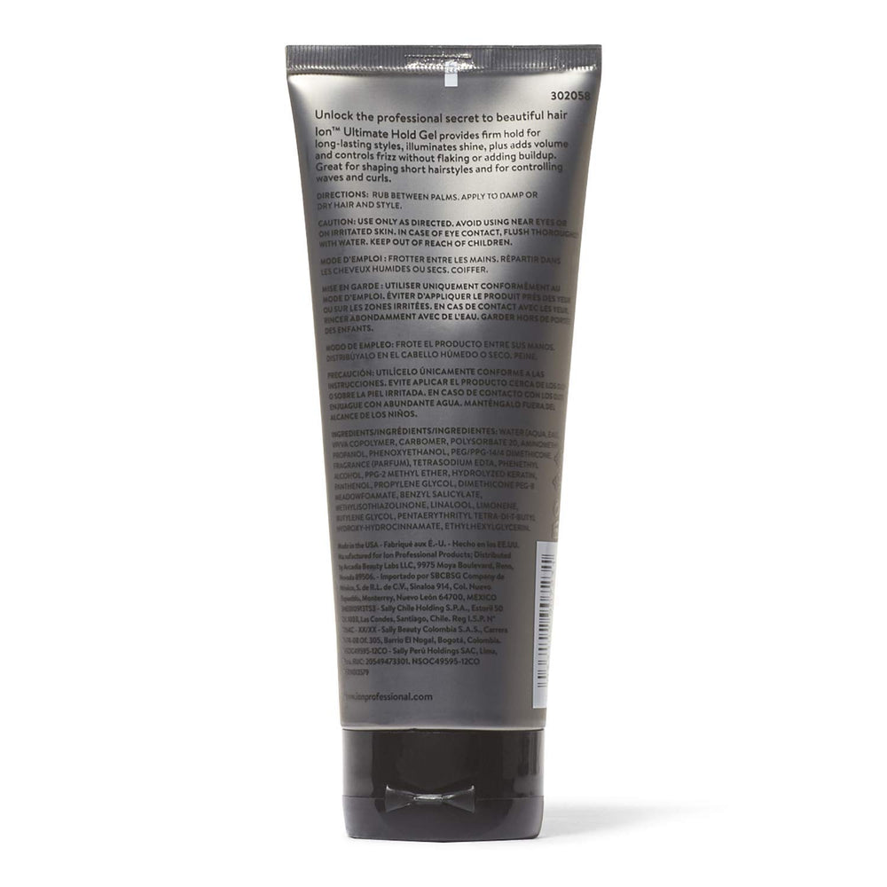 Ion Styling Solutions Ultimate Hold Gel application tips highlight versatile use across hair types.