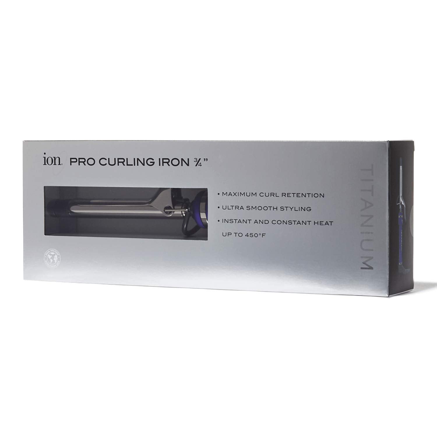 Ion Titanium Pro Curling Iron features dual voltage for worldwide travel styling.