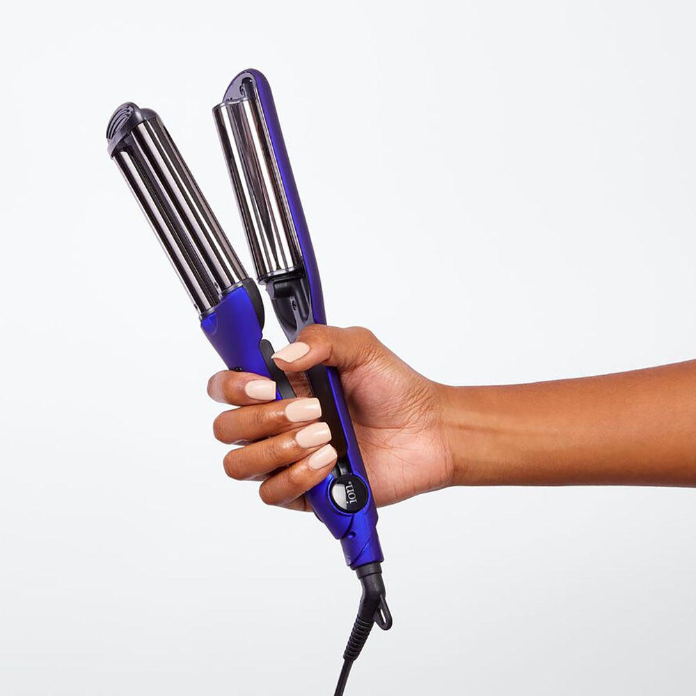 Ion Titanium Triple Barrel Waver dual voltage for worldwide travel use.