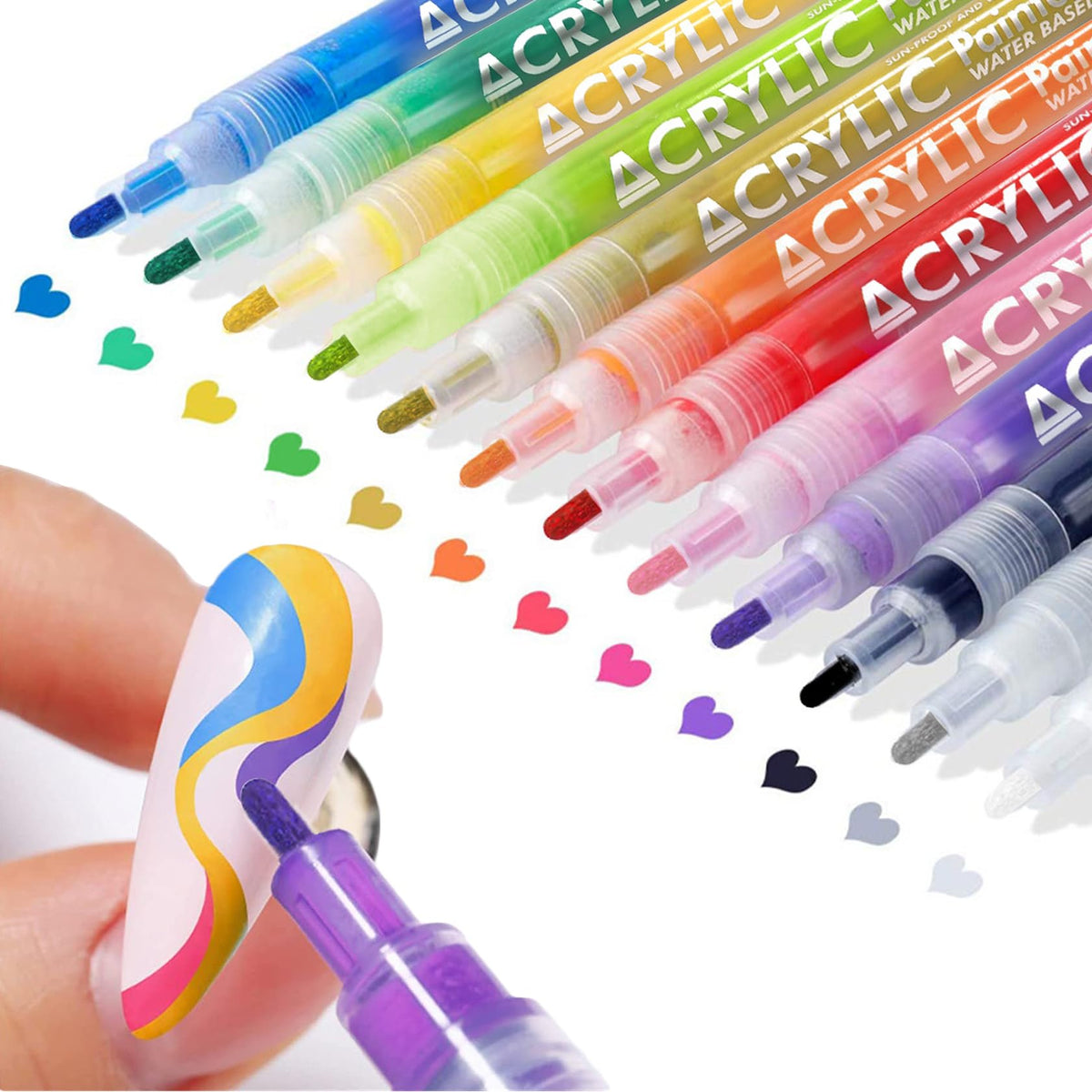 IONSGAKO 12 colors nail art pens set showcases vibrant hues for DIY nail designs.