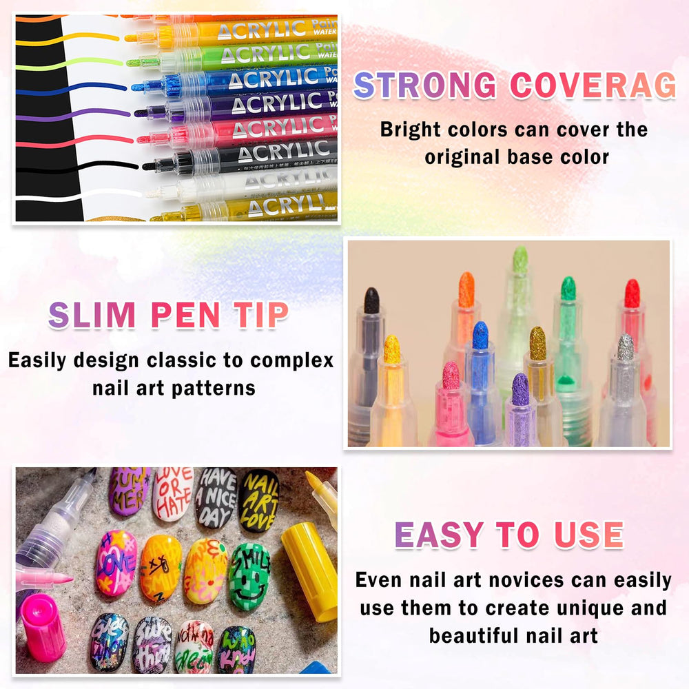 IONSGAKO nail art pens color swatches display multiple shades for planning themed nail art.