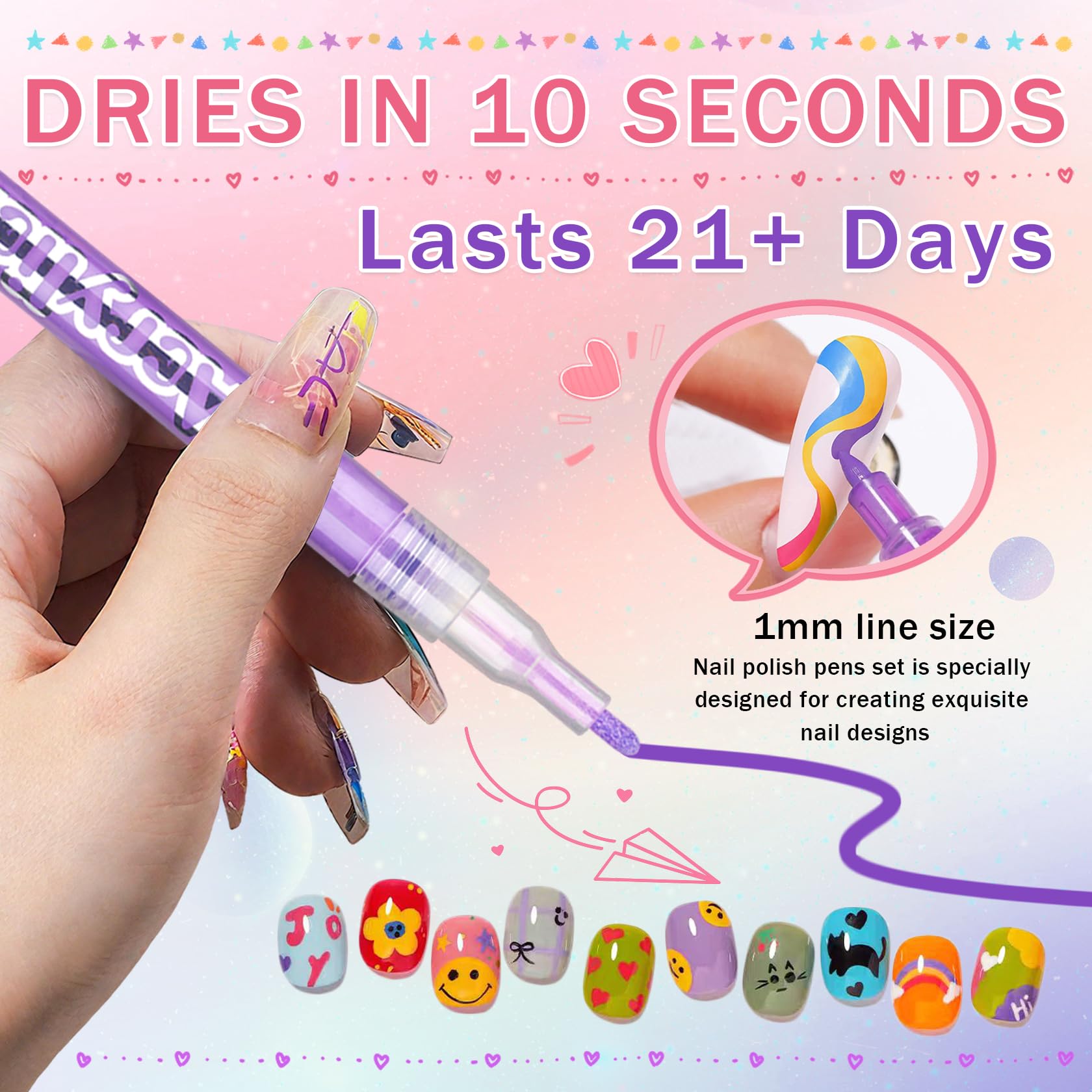 IONSGAKO waterproof long lasting nail art for durable designs.