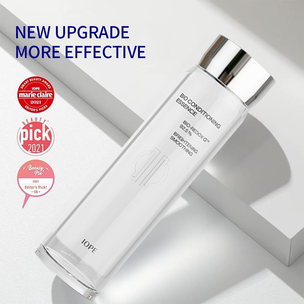 IOPE Bio-Conditioning First Step Essence droplet on skin suggesting quick absorption benefits