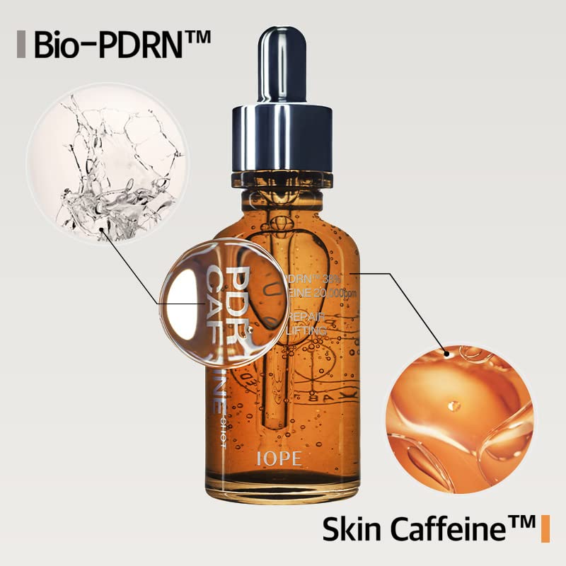 IOPE serum bottle with lift-focused imagery suggesting potential firming benefits over time.
