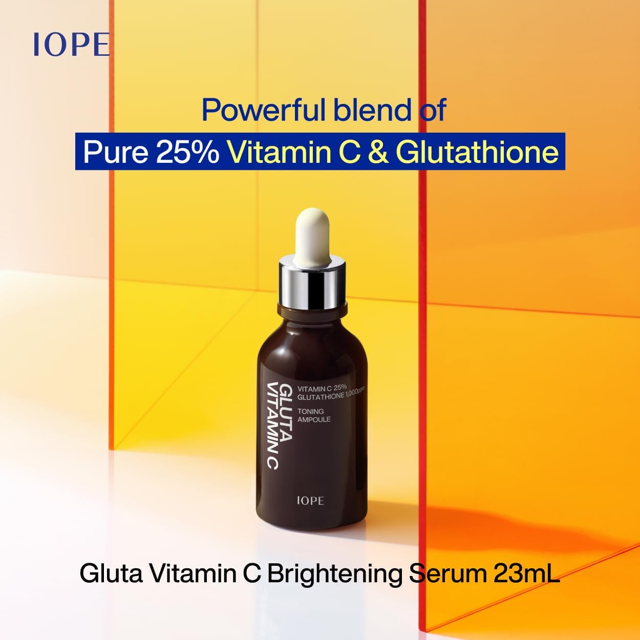 IOPE Gluta Vitamin C Serum texture swirl shows lightweight, fast-absorbing feel.
