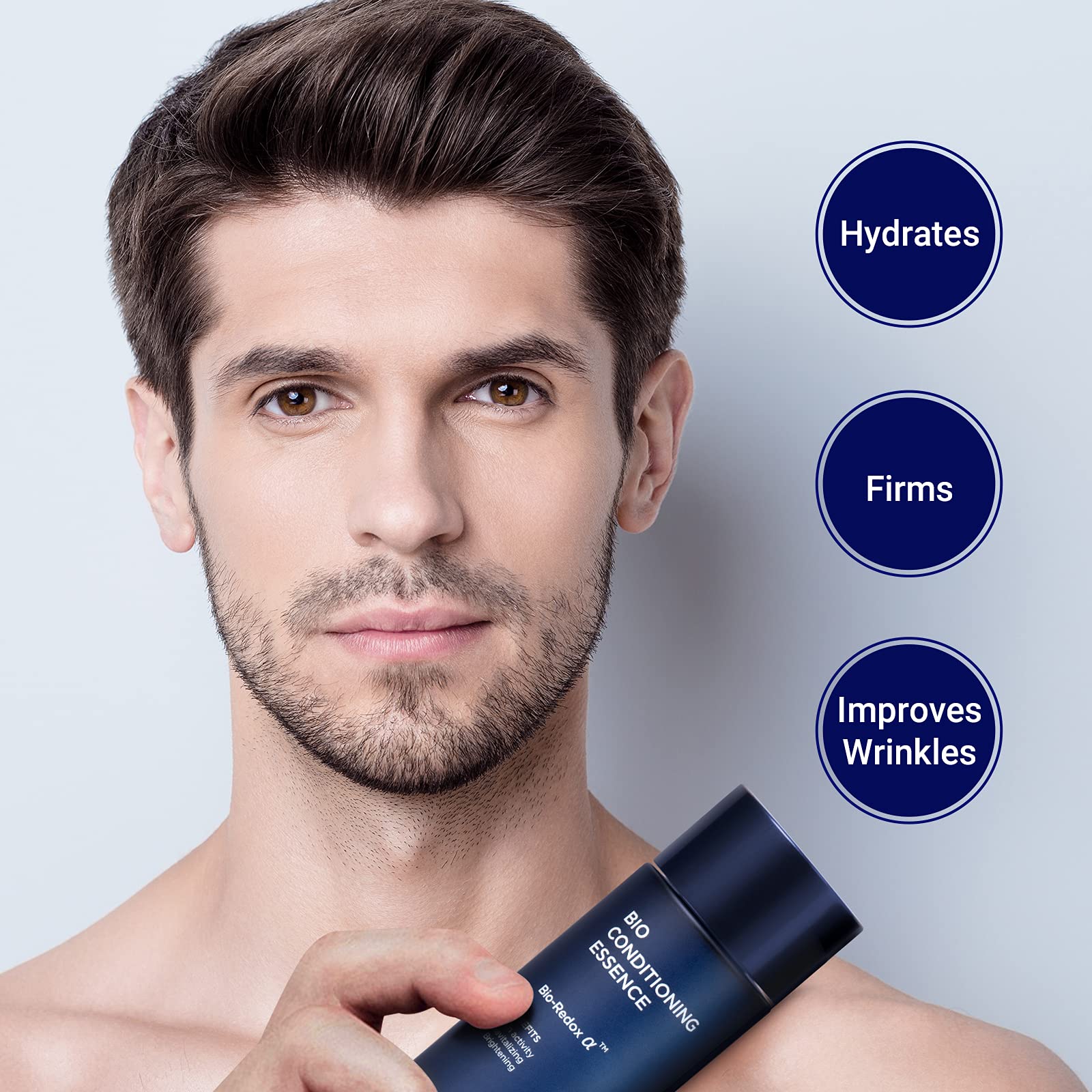 IOPE MEN BIO conditioning essence serum bottle ready for daily brightening