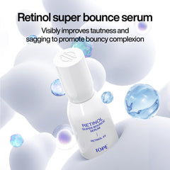 IOPE Retinol Super Bounce Serum packaging emphasizes accessible retinol for first-time users