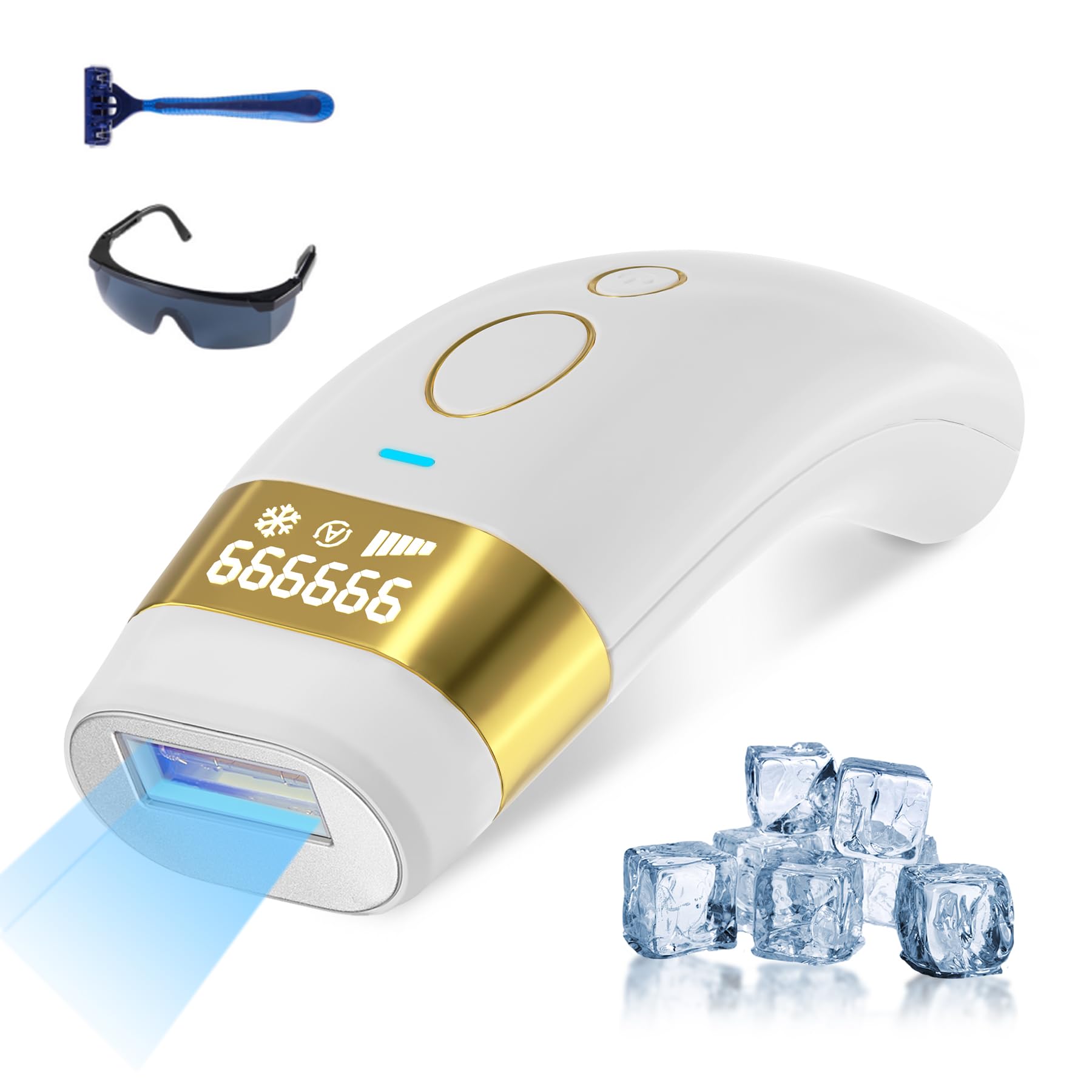Iouniya laser hair removal device front view; compact for at-home use.
