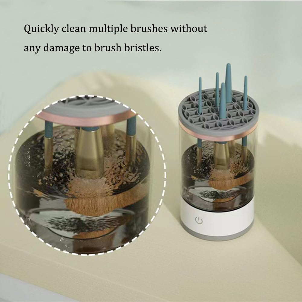 Ipalmay brush cleaner multi-brush cleaning shows simultaneous cleaning of several brushes.
