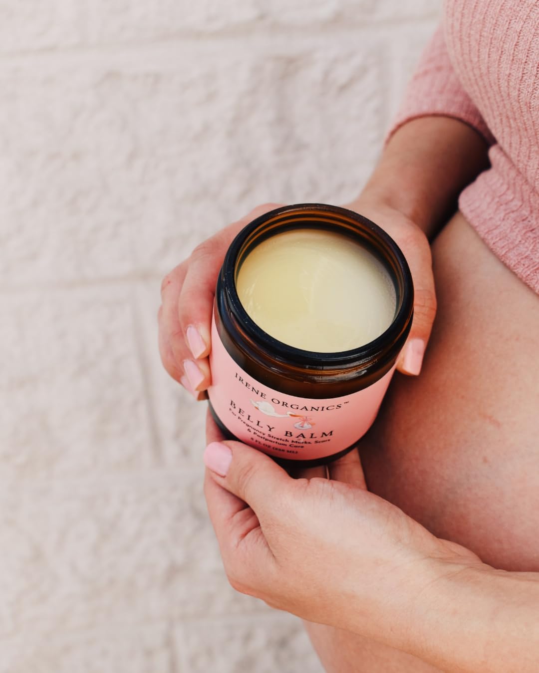 Irene Organics fragrance-free belly butter safe for mom and baby